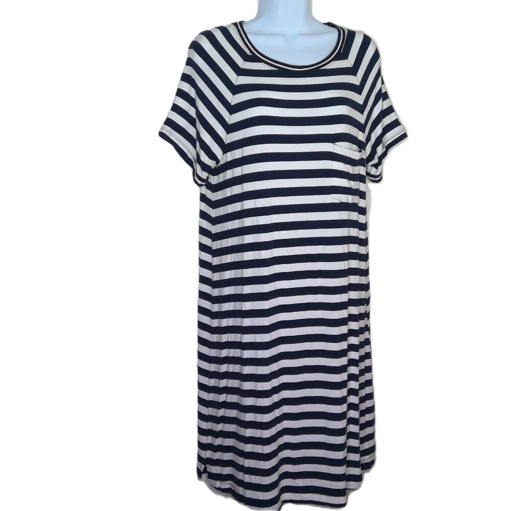 New Abercrombie & Fitch Dress Dark Navy Blue & White Stripe Pocket NWOT Sz L